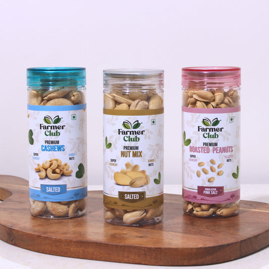 Combo | Himalayan Pink Salt Peanuts (160 g) + Salted Cashews (140 g) + Nut Mix (150 g)