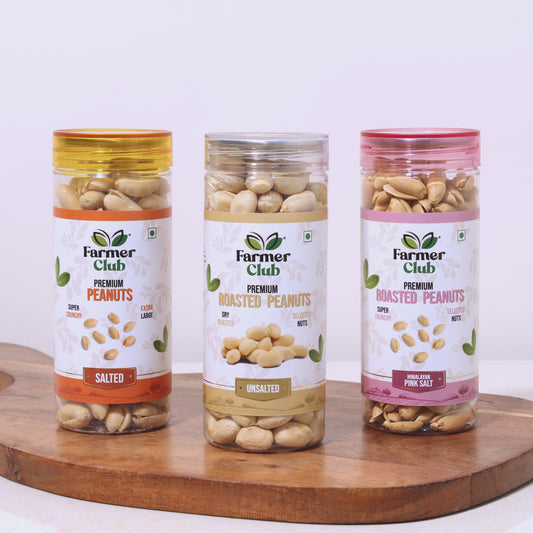 Combo | Salted Peanuts (150 g) + Himalayan Pink Salt Peanuts (160 g) + Roasted Unsalted Peanuts (180 g)