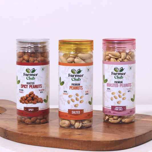Combo | Salted Peanuts (150 g) + Himalayan Pink Salt Peanuts (160 g) + Spicy Peanuts (180 g)